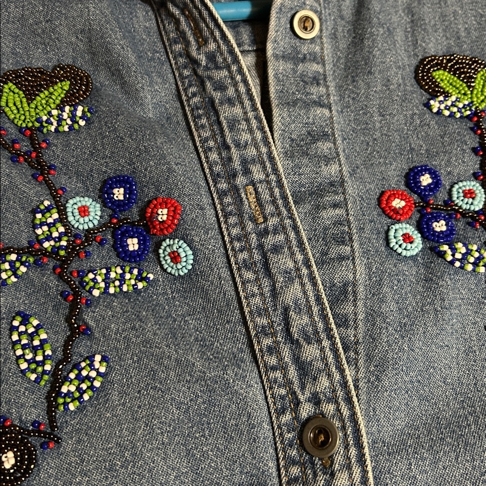 Petite Sophisticate Blue Embroidered Blouse - Picture 9 of 10